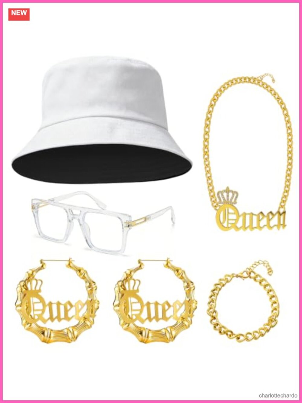 Hip Hop Queen Costume Kit 80s 90s Rapper Accessories Cosplay Set